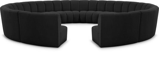 Infinity Boucle Fabric 12pc Modular Sectional Sofa with Deep Channel Tufting for Modern Living