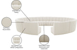 Infinity Boucle Fabric 12pc Modular Sectional Sofa with Deep Channel Tufting for Modern Living