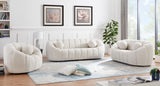 Elijah Contemporary Boucle Fabric Chair with Deep Channel Tufting and Accent Pillow for Comfort