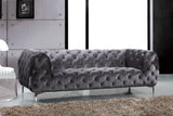 Mercer Plush Contemporary Sofa - Elegant Velvet Design with Modern Tufting and Chrome Legs for Style