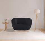 Kipton Elegant Mid-Century Modern Chair with Curved Back and Natural Oak Rubber Wood Base