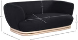 Kipton Mid-Century Modern Loveseat with Elegant Curved Back and Natural Oak Frame for Living Room