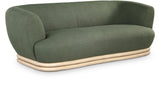 Kipton Elegant Mid-Century Modern Sofa with Curved Back and Natural Oak Finish for Cozy Living Rooms
