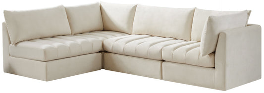 Jacob Velvet Modular Sectional Sofa - Luxurious Black Upholstery with Deep Channel Tufting Design
