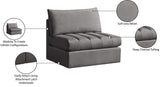 Jacob Modular Armless Chair - Luxurious Soft Upholstery, Deep Channel Tufting, Contemporary Design