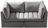 Jacob Velvet Modular Sofa - Luxurious Contemporary Seating with Deep Channel Tufting & Easy Attachment