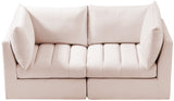 Jacob Velvet Modular Sofa - Luxurious Contemporary Seating with Deep Channel Tufting & Easy Attachment