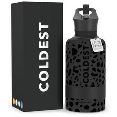 Sports Water Bottle Black Leopard