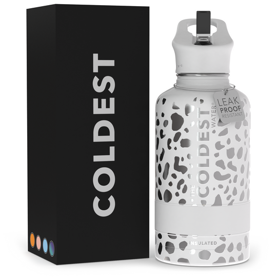 Water Bottle Silver Leopard