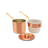 Mauviel Copper Tinned Bain Marie/Double Boilers With Lid, Brass Handles, 0.9-Qt