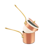 Mauviel Copper Tinned Bain Marie/Double Boiler With Lid, Brass Handles, 1.8-Qt