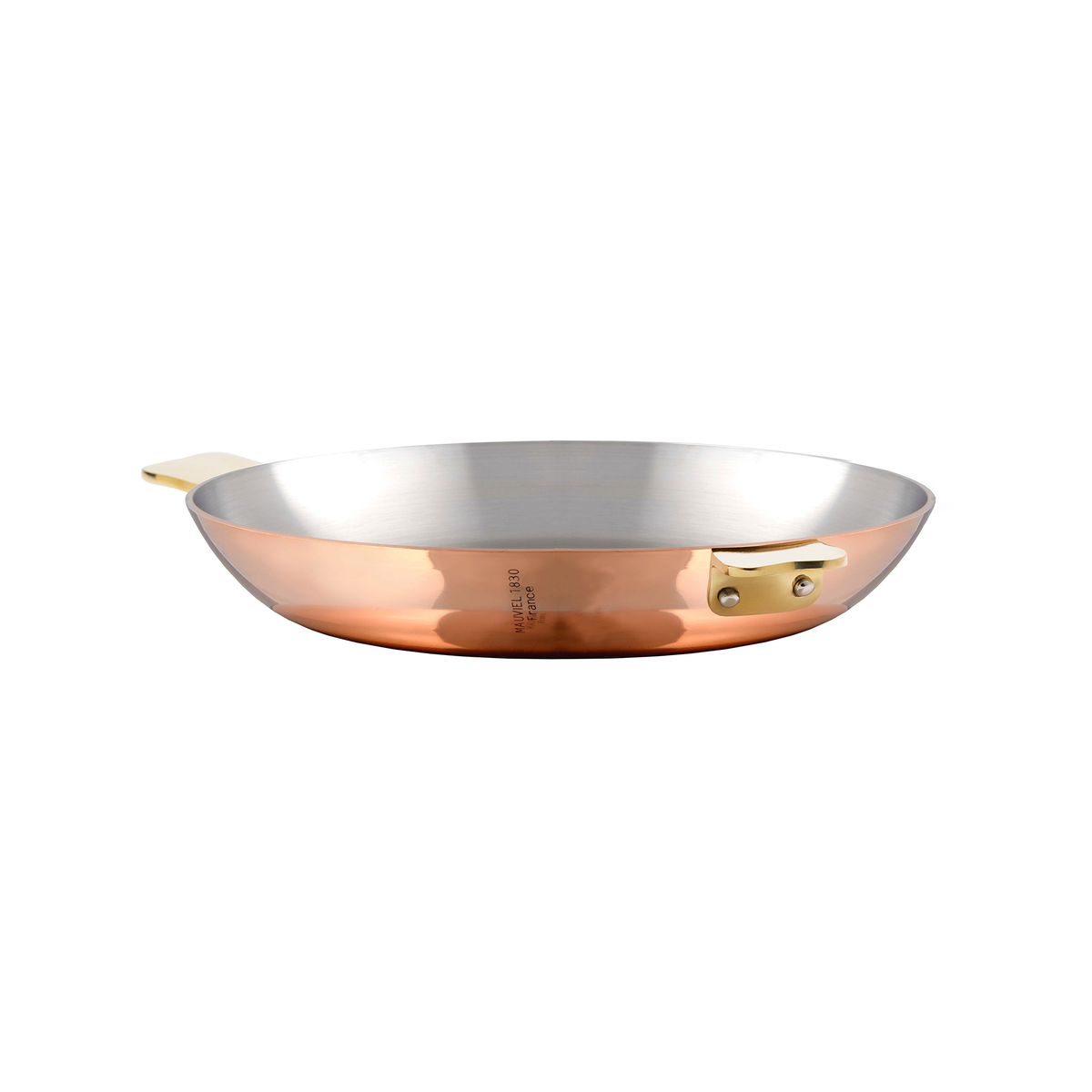 Mauviel Art Déco Copper Round Pan With Brass Handles, 10.2-In