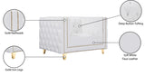 Michelle Faux Leather Chair - Glamorous White Upholstery with Gold Nailheads & Contemporary Design