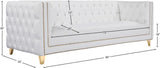 Michelle Faux Leather Glamorous Sofa with Gold Nailheads & Contemporary Design for Upscale Living