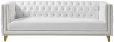 Michelle Faux Leather Glamorous Sofa with Gold Nailheads & Contemporary Design for Upscale Living