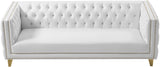 Michelle Faux Leather Glamorous Sofa with Gold Nailheads & Contemporary Design for Upscale Living