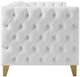 Michelle Faux Leather Glamorous Sofa with Gold Nailheads & Contemporary Design for Upscale Living