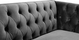 Michelle Velvet Sofa with Gold Nailhead Trim and Iron Legs - Glamorous Contemporary Design