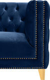 Michelle Velvet Sofa with Gold Nailhead Trim and Iron Legs - Glamorous Contemporary Design