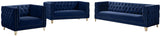 Michelle Velvet Sofa with Gold Nailhead Trim and Iron Legs - Glamorous Contemporary Design