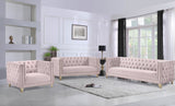 Michelle Velvet Loveseat – Sumptuous Glamour with Gold Nailheads, Iron Legs & Deep Button Tufting