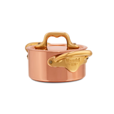 Mauviel M'MINIS Copper Stew Pan With Lid, Brass Handles, 0.34-Quart