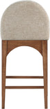 Waldorf - Chenille Stool With Brown Legs