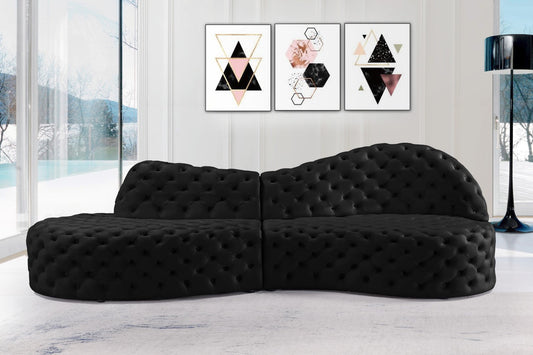 Royal Velvet Contemporary 2-Piece Sectional - Spacious, Stylish Seating with Deep Button Tufting Comfort