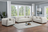 Lucia Oversized Loveseat - Cozy Textured Fabric Comfort with Deep Channel Tufting and Black Base