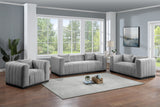 Lucia Oversized Loveseat - Cozy Textured Fabric Comfort with Deep Channel Tufting and Black Base