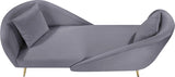 Nolan Glamorous Contemporary Chaise with Double Back Design and Elegant Gold Metal Legs, 81" Wide