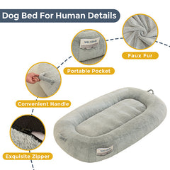 MAXYOYO Human Dog Bed, Giant Bean Bag Dog Bed for Humans and Pets, Light Grey