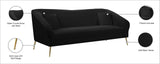 Hermosa Velvet Sofa - Elegant Mid-Century Design with Sleek Curved Arms and Luxurious Gold Legs