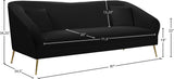 Hermosa Velvet Sofa - Elegant Mid-Century Design with Sleek Curved Arms and Luxurious Gold Legs