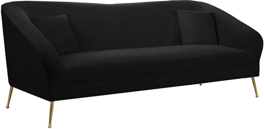 Hermosa Velvet Sofa - Elegant Mid-Century Design with Sleek Curved Arms and Luxurious Gold Legs