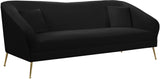 Hermosa Velvet Sofa - Elegant Mid-Century Design with Sleek Curved Arms and Luxurious Gold Legs