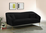 Hermosa Velvet Sofa - Elegant Mid-Century Design with Sleek Curved Arms and Luxurious Gold Legs