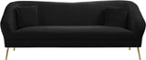 Hermosa Velvet Sofa - Elegant Mid-Century Design with Sleek Curved Arms and Luxurious Gold Legs