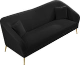 Hermosa Velvet Sofa - Elegant Mid-Century Design with Sleek Curved Arms and Luxurious Gold Legs