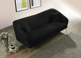 Hermosa Velvet Sofa - Elegant Mid-Century Design with Sleek Curved Arms and Luxurious Gold Legs