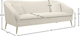 Hermosa Velvet Sofa - Elegant Mid-Century Design with Sleek Curved Arms and Luxurious Gold Legs