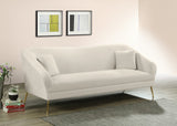 Hermosa Velvet Sofa - Elegant Mid-Century Design with Sleek Curved Arms and Luxurious Gold Legs