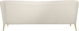 Hermosa Velvet Sofa - Elegant Mid-Century Design with Sleek Curved Arms and Luxurious Gold Legs