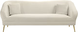Hermosa Velvet Sofa - Elegant Mid-Century Design with Sleek Curved Arms and Luxurious Gold Legs
