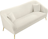 Hermosa Velvet Sofa - Elegant Mid-Century Design with Sleek Curved Arms and Luxurious Gold Legs