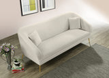 Hermosa Velvet Sofa - Elegant Mid-Century Design with Sleek Curved Arms and Luxurious Gold Legs