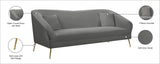 Hermosa Velvet Sofa - Elegant Mid-Century Design with Sleek Curved Arms and Luxurious Gold Legs
