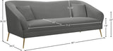 Hermosa Velvet Sofa - Elegant Mid-Century Design with Sleek Curved Arms and Luxurious Gold Legs