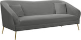 Hermosa Velvet Sofa - Elegant Mid-Century Design with Sleek Curved Arms and Luxurious Gold Legs