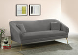 Hermosa Velvet Sofa - Elegant Mid-Century Design with Sleek Curved Arms and Luxurious Gold Legs